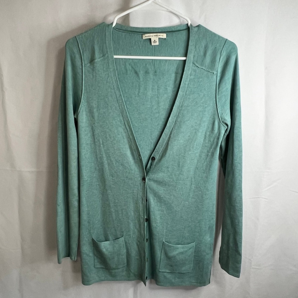 Banana Republic Teal Green Lightweight V-Neck Cardigan